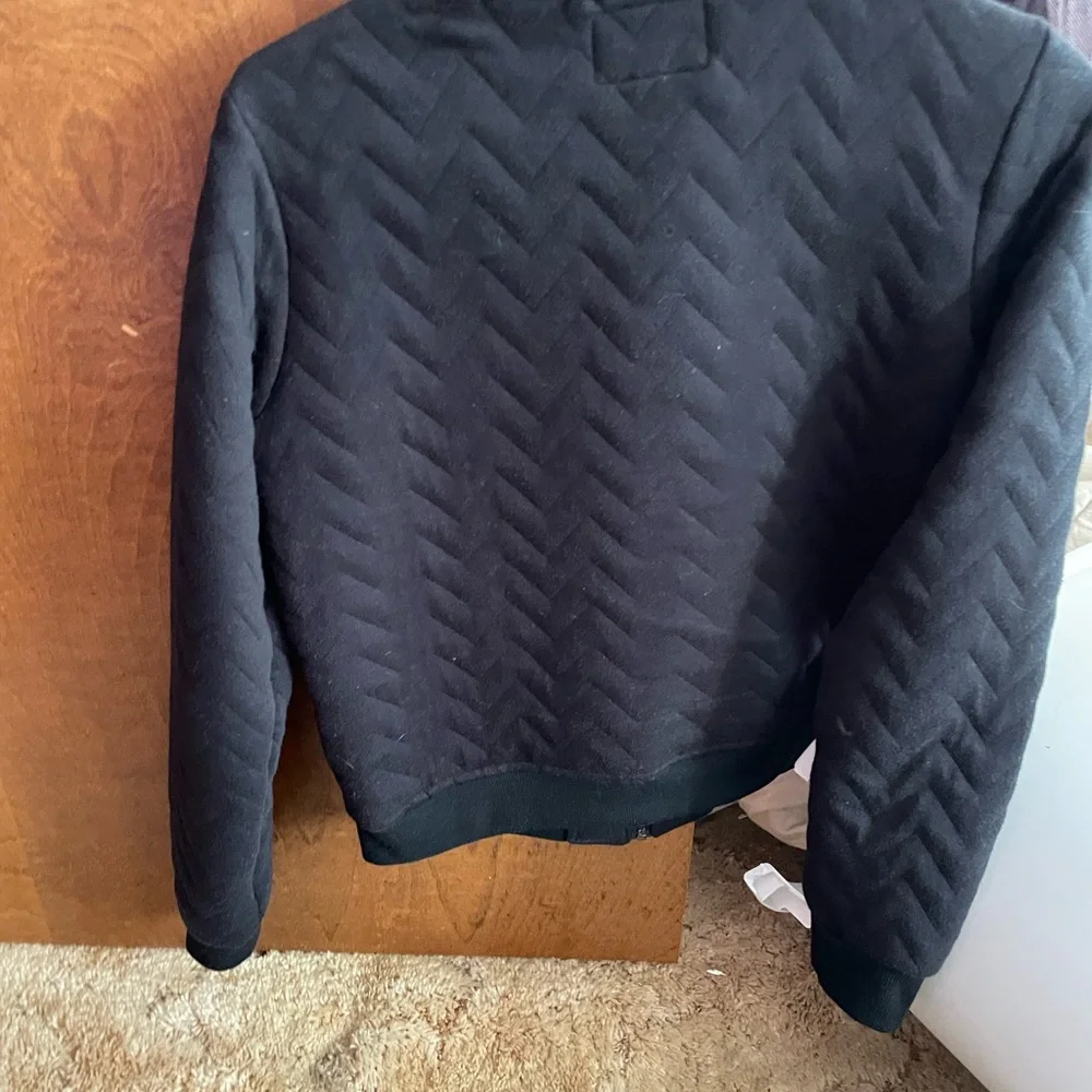 Groovy monkey sartorial savant black zig zag‎ zip bomber jacket small